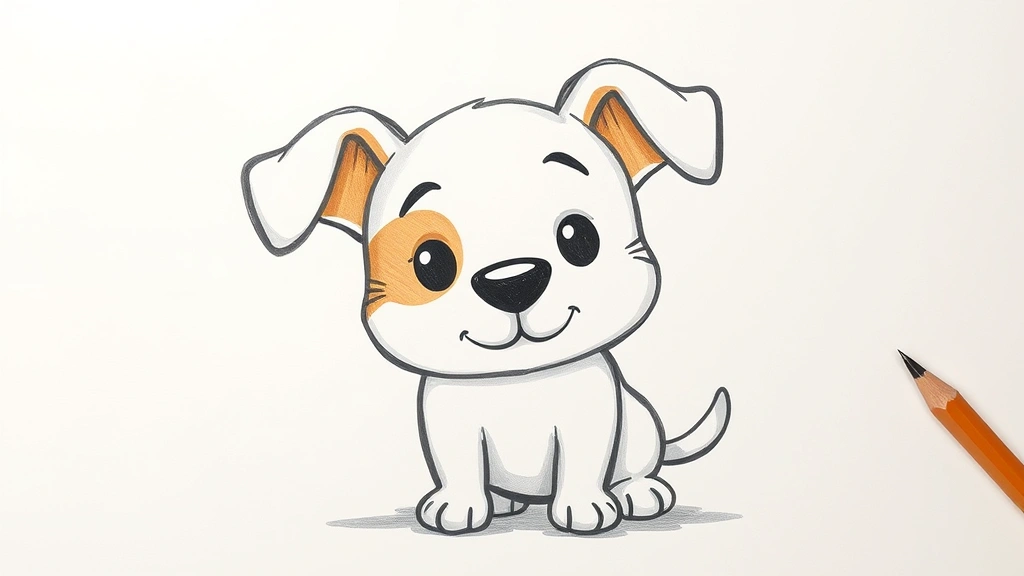 simple dog drawing -
Photorealistic image of a completed simple dog drawing on paper showing a cute
