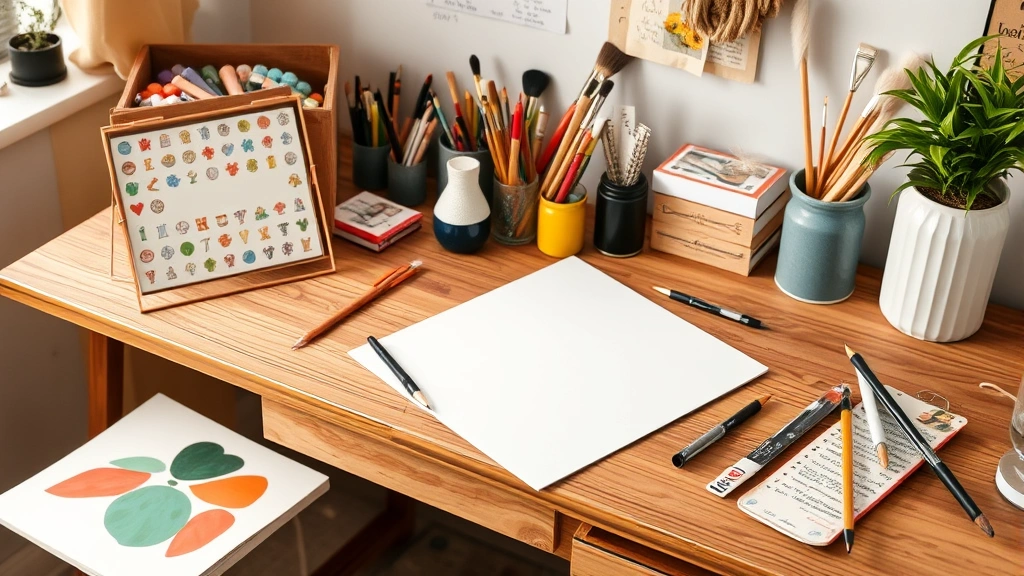 simple dog drawing -
sitting on a wooden desk with art supplies nearby