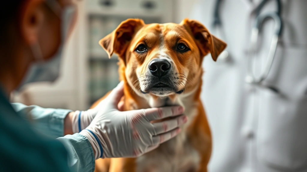 skin tag on dog -
Photorealistic image of a veterinarian’s hands examining a dog’s sk