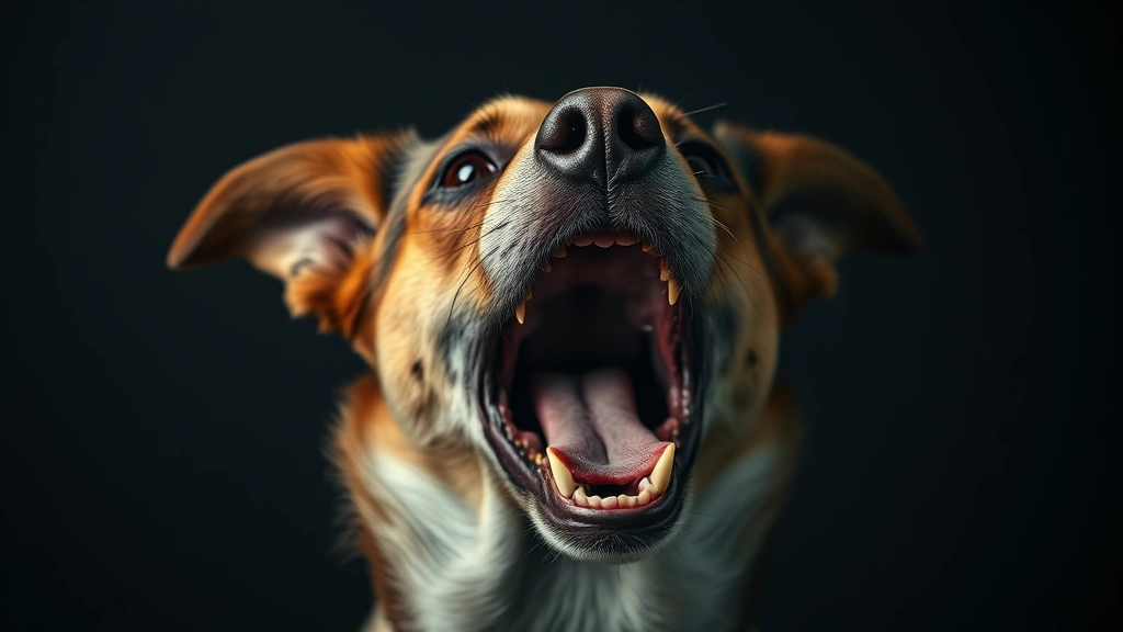 skinwalker dog -
Photorealistic photo of a dog’s mouth open in an unusual vocalization, ca