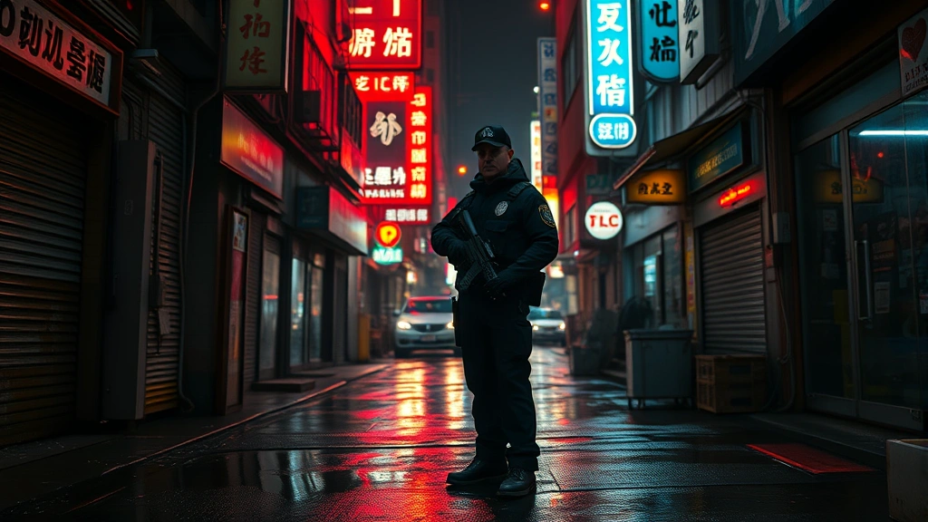 sleeping dogs video game -
Photorealistic image of an undercover police officer in tactical gear standing 