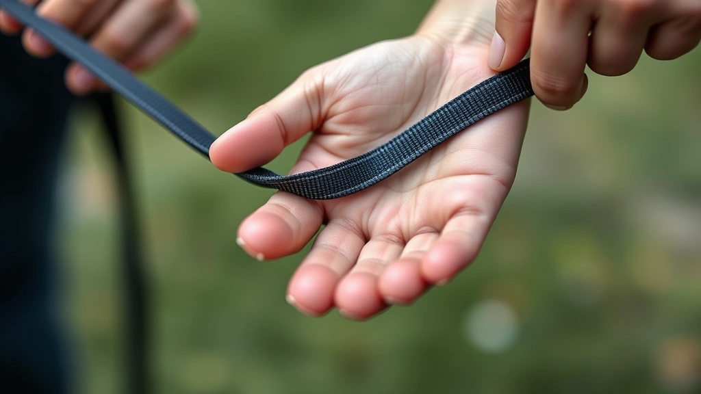 slip leash for dogs -
Photorealistic close-up of hands holding a quality nylon slip leash
