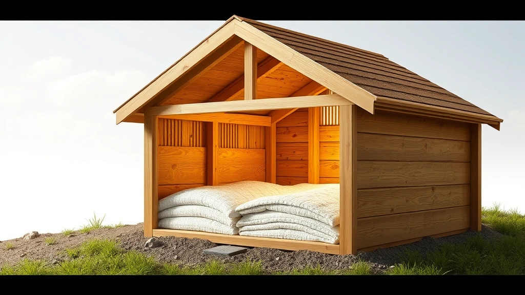 snoopy dog house -
Photorealistic cross-section cutaway view of a well-designed doghouse showing i