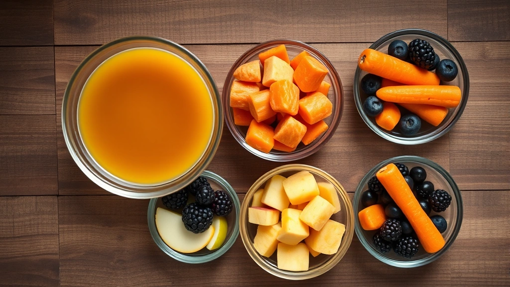 superfoods for pets -
Photorealistic overhead shot of various pet superfoods in glass bowls: bone bro