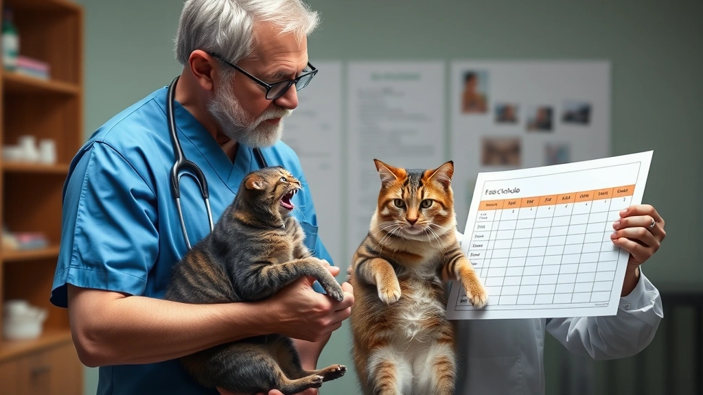 therapeutic feeding schedules -
Photorealistic image of a veterinarian discussing a feeding schedule chart with
