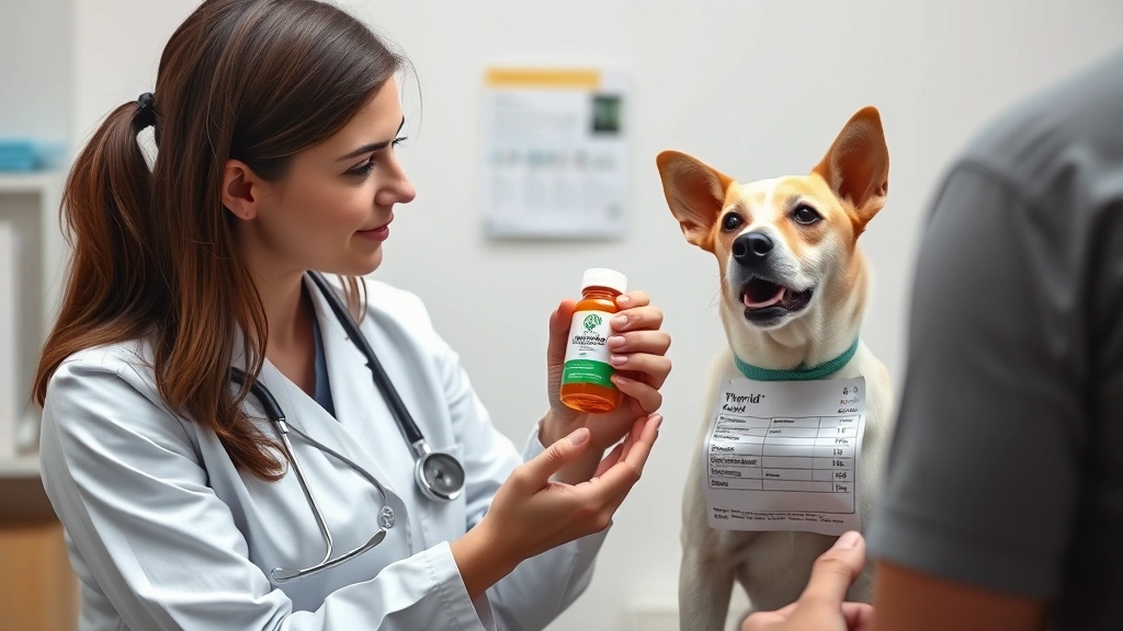 thyroid condition feeding routine -
Photorealistic image of a veterinarian holding a thyroid medication bottle and