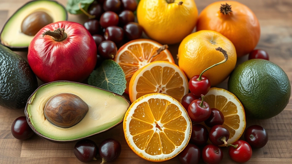 toxic fruits for cats -
Photorealistic close-up of various toxic fruits arranged together including avo