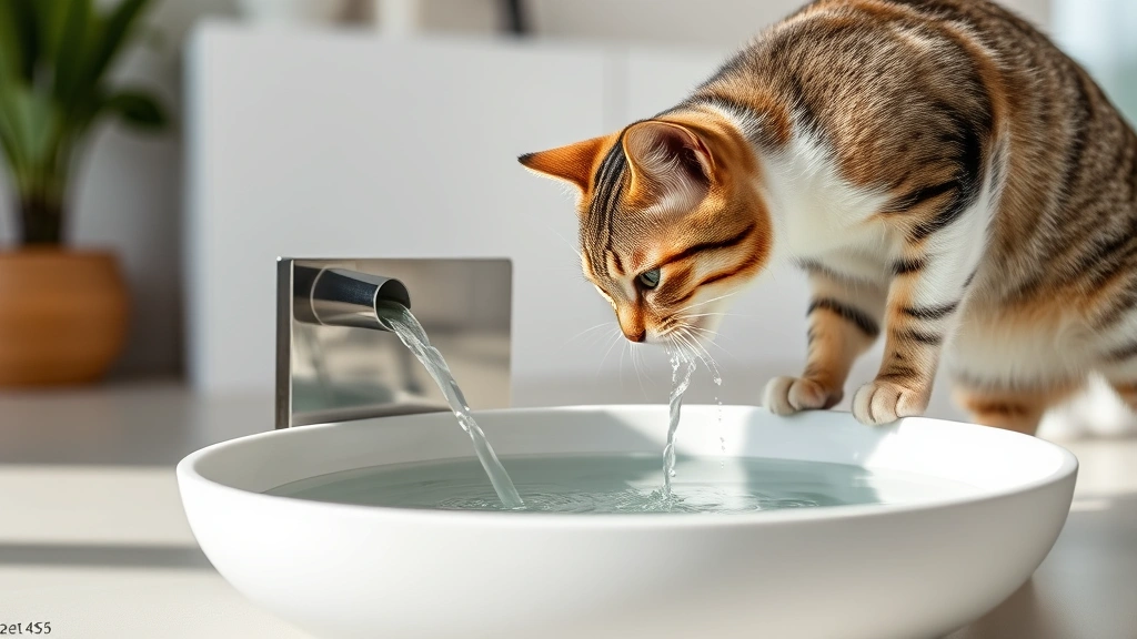 water intake monitoring -
Photorealistic image of a tabby cat drinking from a modern water fountain bowl 