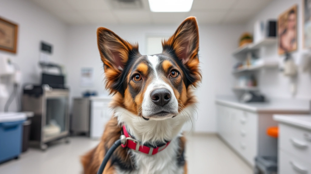 weight-appropriate portion timing -
in a bright veterinary clinic setting