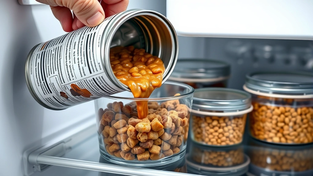 wet food sitting out time limits -
A photorealistic image of an open can of wet pet food being transferred into an
