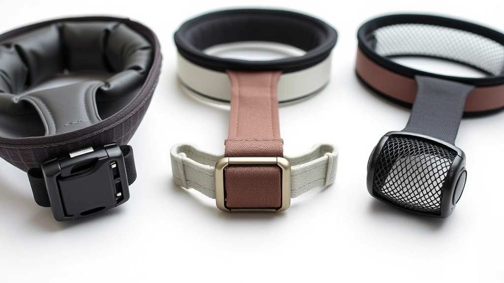 soft cone for dogs -
Photorealistic close-up of different soft cone collar styles for dogs displayed