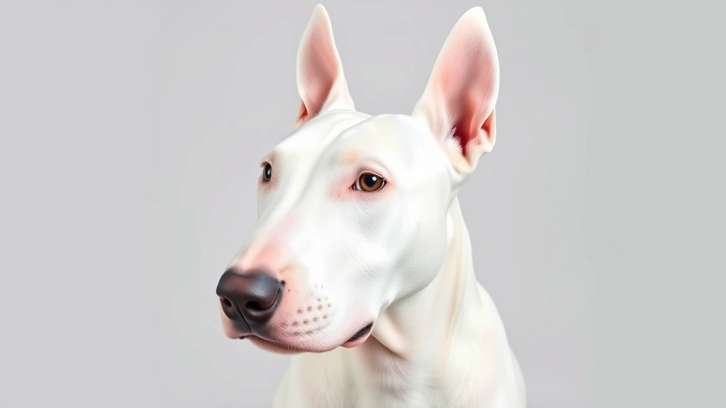 spuds mackenzie dog -
Professional headshot of a white Bull Terrier with muscular build and distincti
