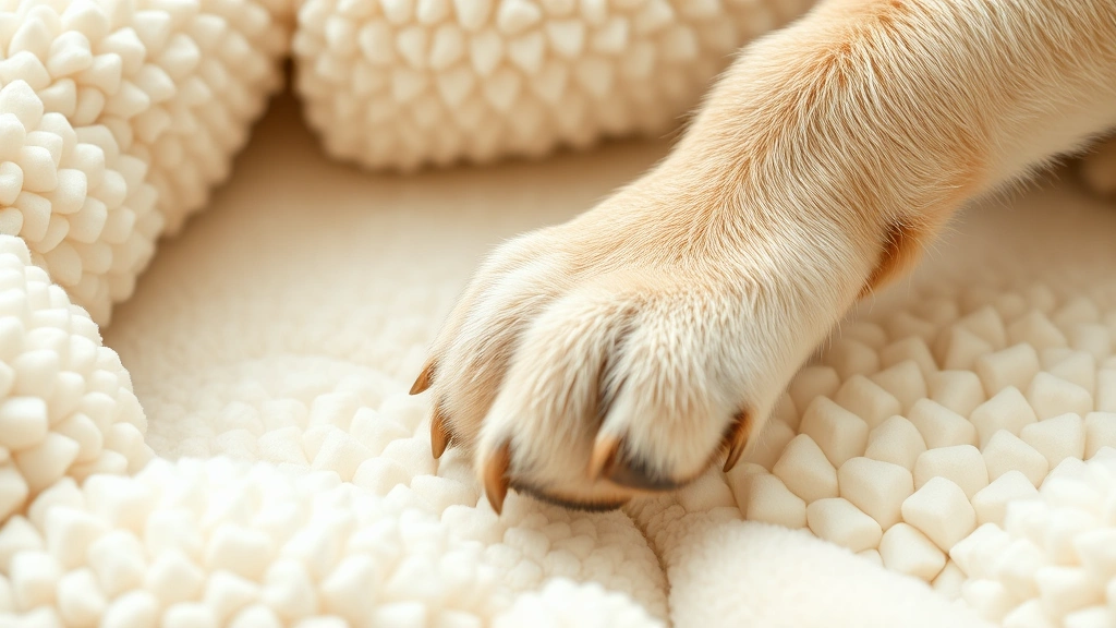 squishmallow dog bed -
Close-up of ultra-soft marshmallow texture fabric of a dog bed with a small dog