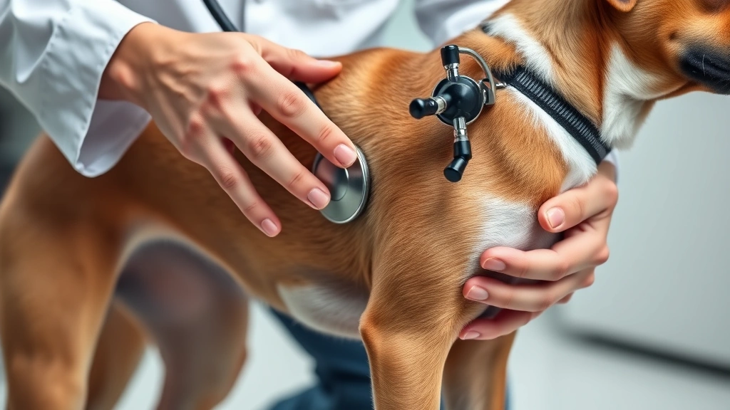 symptoms of lyme disease in dogs -
A photorealistic photograph of a veterinarian examining a dog’s joint are