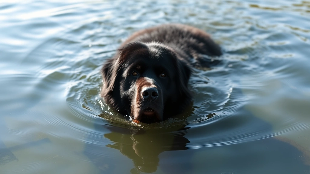 the biggest dog in the world -
A Newfoundland swimming in a lake or pond