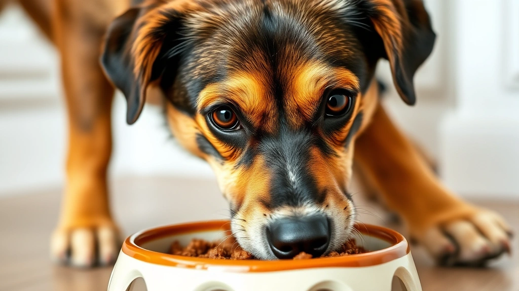 the farmer's dog reviews -
Photorealistic image of happy healthy dog with shiny coat and bright eyes eatin