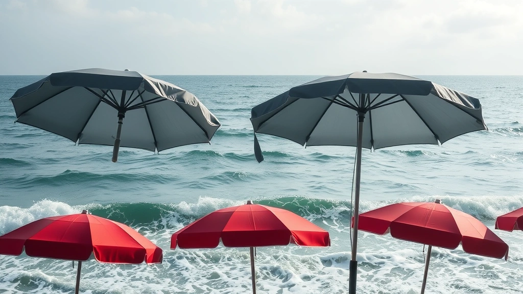 the salty dog cafe south carolina -
ocean breeze rippling umbrellas