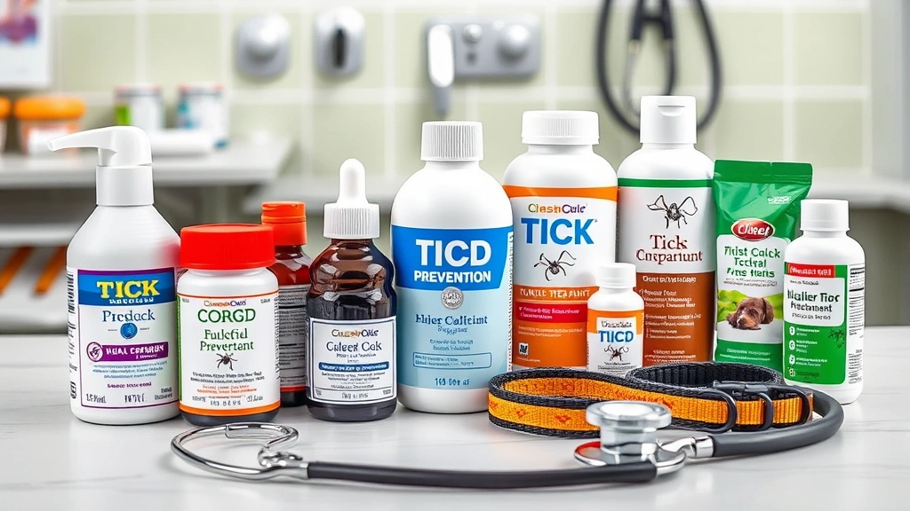 tick borne diseases in dogs -
Photorealistic image of various tick prevention products including topical trea