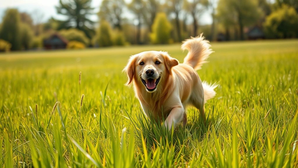 tick borne diseases in dogs -
Photorealistic outdoor scene showing a healthy golden retriever running through