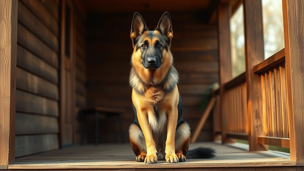 top 100 unique male dog names -
A dignified German Shepherd sitting proudly on a wooden porch, looking noble an
