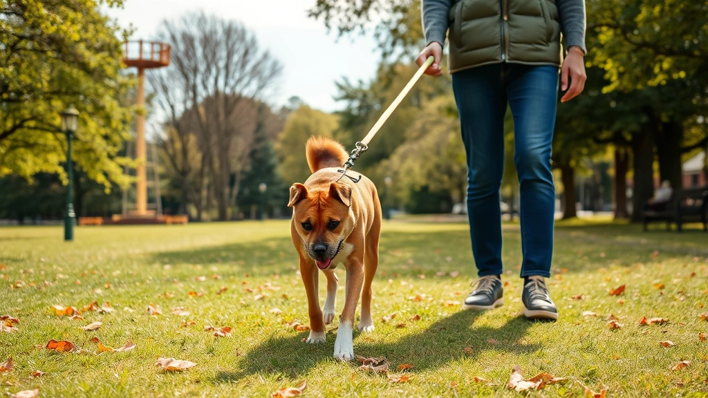tosa dog -
A tosa dog being walked on a leash by an owner in a park