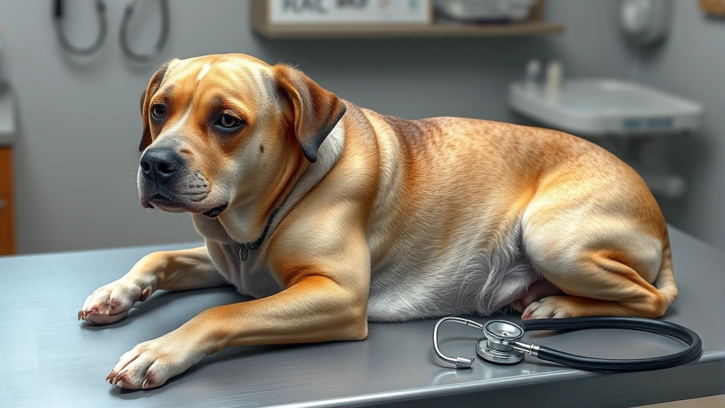 trilostane for cushing's in dogs -
Photorealistic image of an older dog with visible hair loss and bloated abdomen