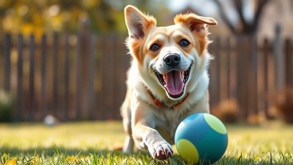 trilostane for cushing's in dogs -
Photorealistic image of a happy, healthy-looking senior dog playing outdoors wi