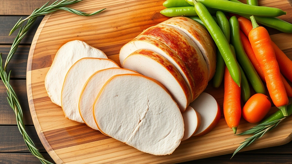 turkey hot dogs -
Photorealistic flat lay of fresh plain turkey breast sliced on a wooden cutting
