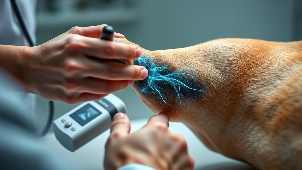 tylenol for dogs -
Photorealistic image of a veterinarian’s hands examining a dog’s jo