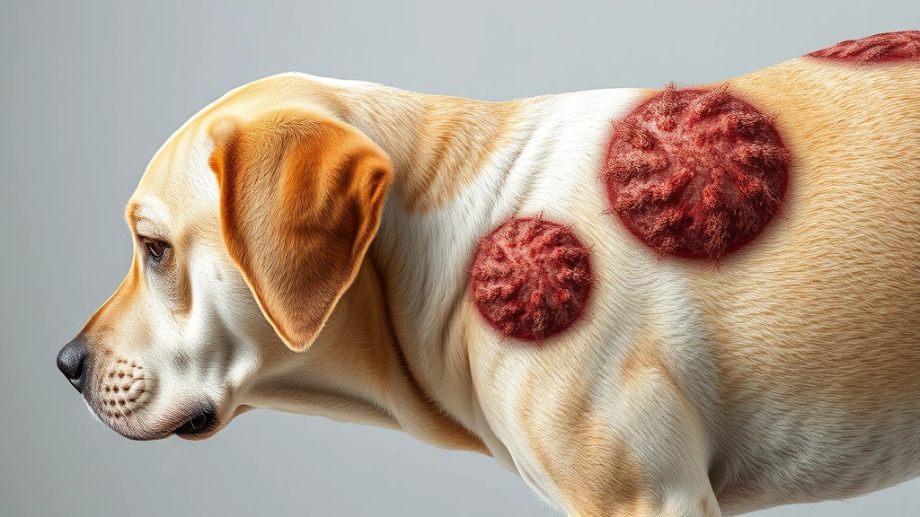 types of dog skin diseases with pictures -
Photorealistic side profile of a dog’s skin showing circular ringworm pat