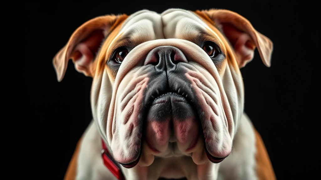 uga dog -
Close-up portrait of a wrinkled English Bulldog with distinctive bulldog featur