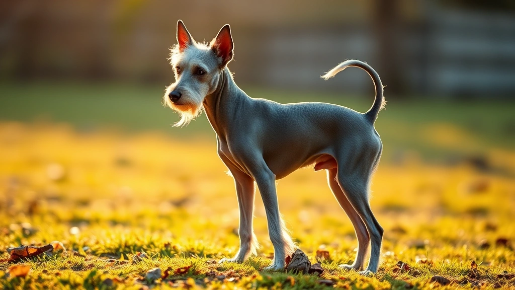ugly dog breeds -
Photorealistic full-body shot of a Chinese Crested hairless dog standing in nat