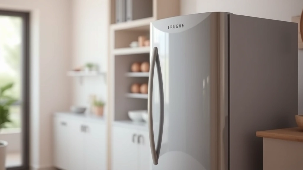 unkibble dog food -
refrigerator in soft focus background