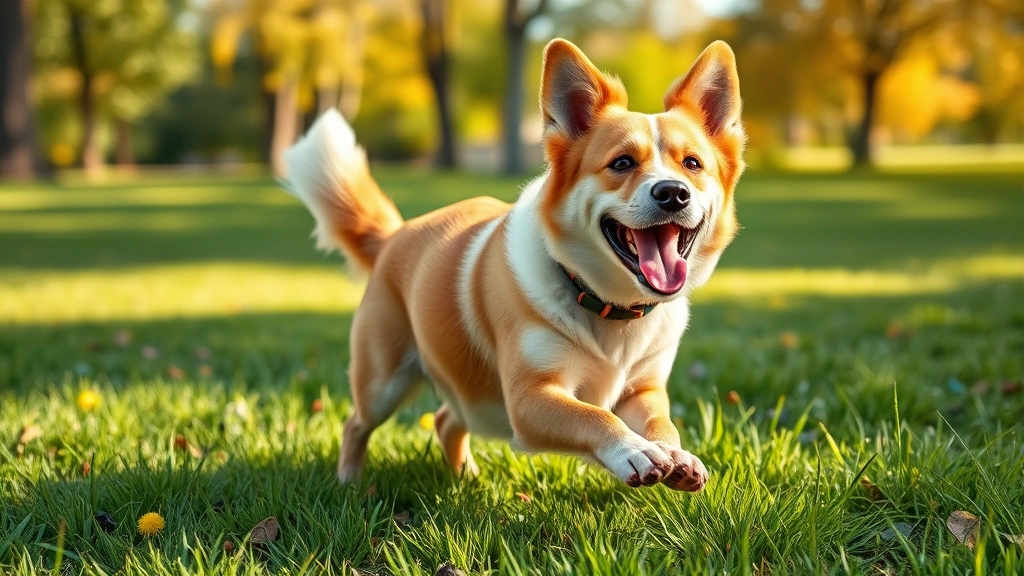 warts on dogs -
Photorealistic image of a healthy happy dog playing outdoors in a park, strong 