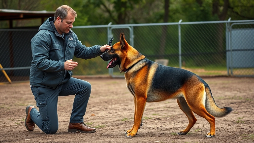 watch dog man -
Professional dog trainer working with a large protective breed in an outdoor tr