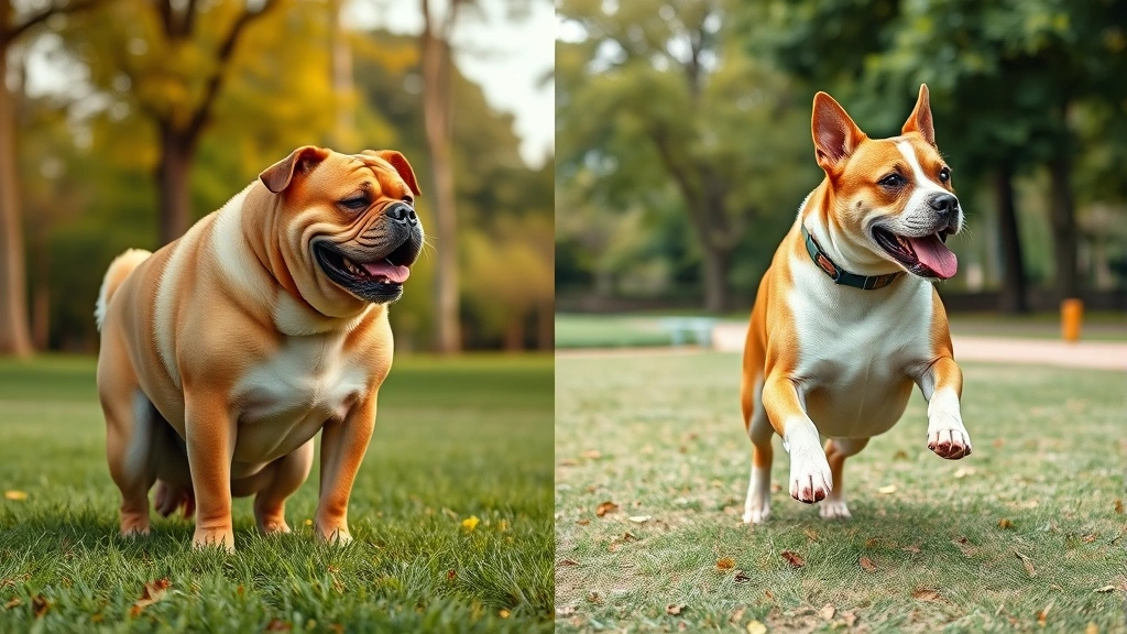 weight management dog food -
Photorealistic image of an overweight dog gradually transforming to a fit dog, 