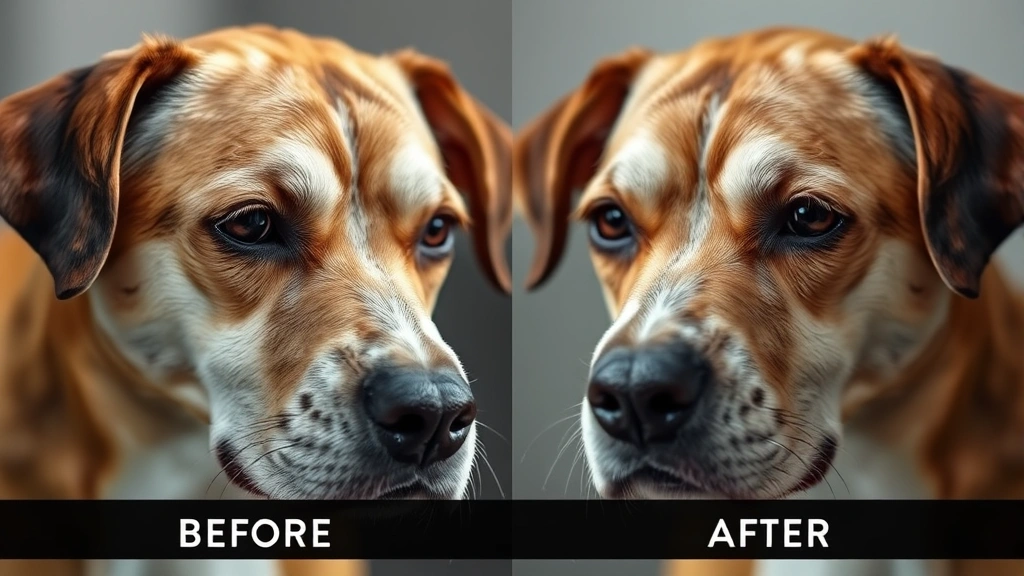 welactin for dogs -
Photorealistic side-by-side comparison showing a dog’s skin before and af