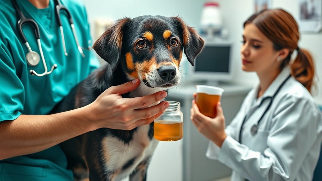 what are the chances of getting worms from your dog -
Photorealistic image of a veterinarian examining a dog during a wellness checku
