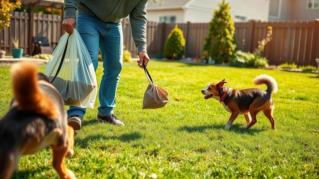 what are the chances of getting worms from your dog -
Photorealistic outdoor scene of a dog playing in a grassy yard with a responsib
