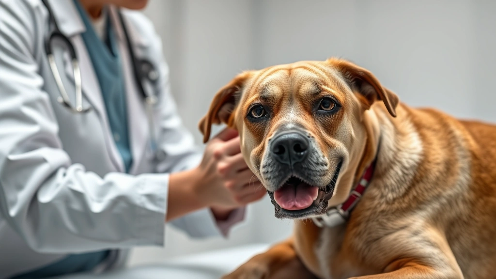what are the three stages of cushing's disease in dogs -
Photorealistic image of a veterinarian performing an examination on a senior do
