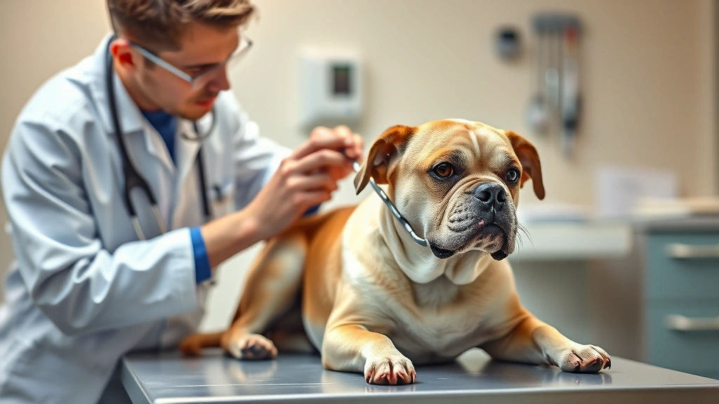what can you give a dog for fever -
A veterinarian examining a sick dog with a stethoscope while the dog sits on an