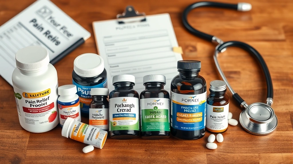 what can you give a dog for pain relief -
Photorealistic image of various dog pain relief supplements and medications dis