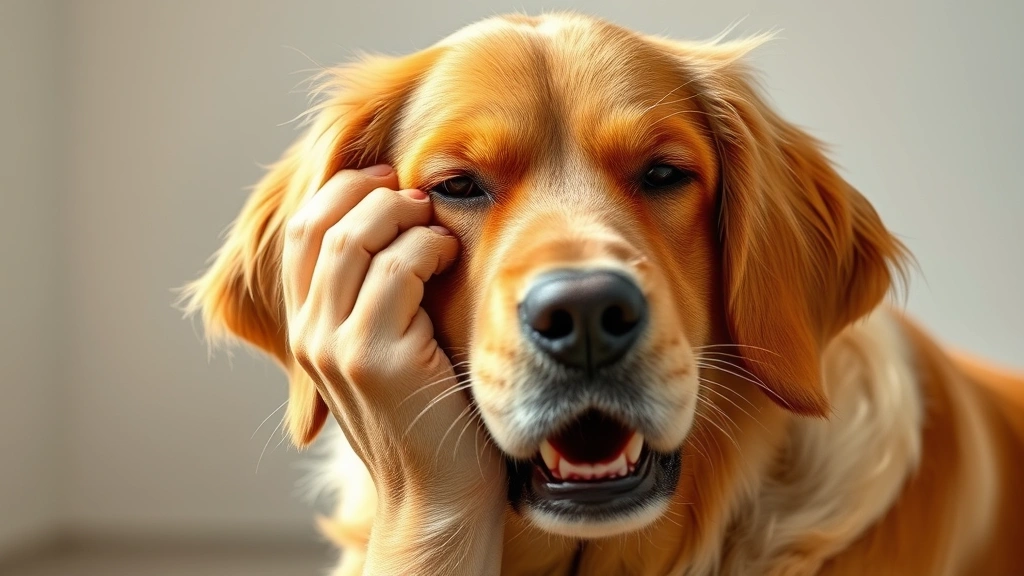 what do ear mites look like in a dog -
Photorealistic image of a golden retriever with floppy ears scratching intensel