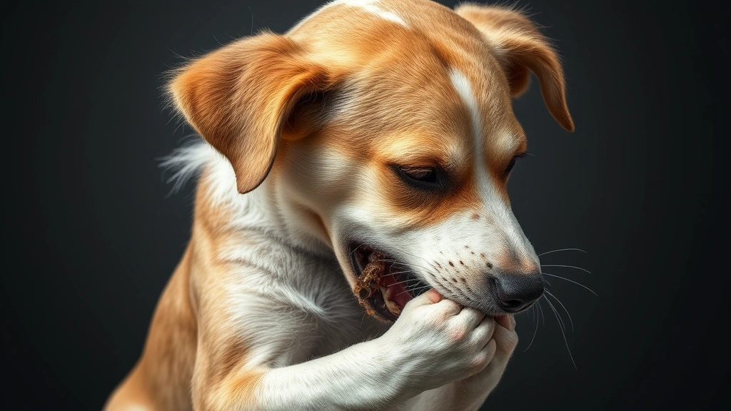 what does a dog with mites look like -
Photorealistic image of a dog intensely scratching and biting at their body, sh