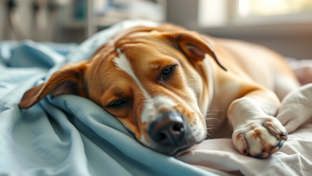 what does altered mean for a dog -
Happy healthy dog resting comfortably on soft bedding during post-operative rec