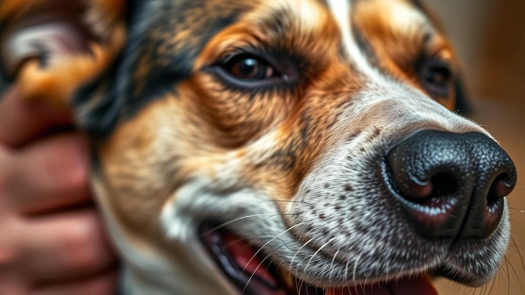 what does dog panting mean -
Close-up of a dog’s face showing signs of distress with excessive panting