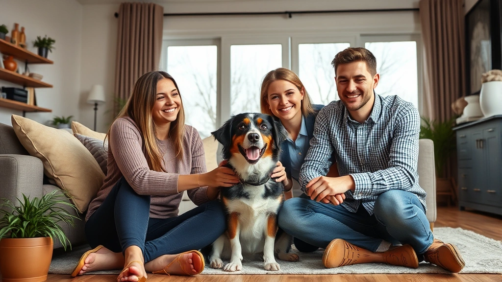 what does god say about dogs -
Modern family with beloved dog in home