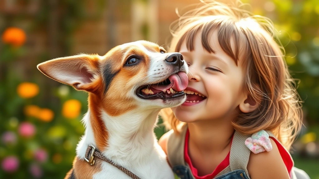what does it mean when a dog licks you -
Photorealistic image of a small brown and white dog licking the face of a laugh