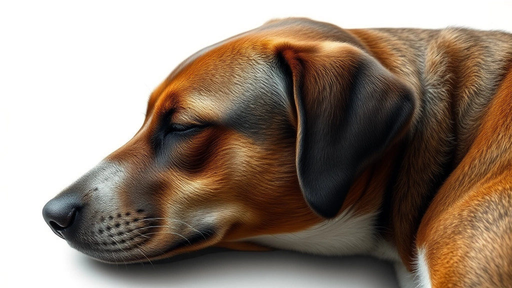 what does it mean when a dog's nose is dry -
Photorealistic side profile of a sleeping dog with a dry nose, showing the cont