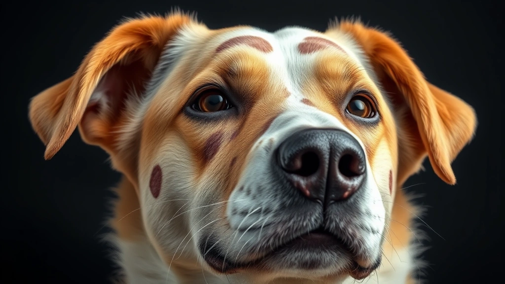 what does ringworm look like on dogs -
Photorealistic image of a dog’s face and ears displaying multiple scaly p